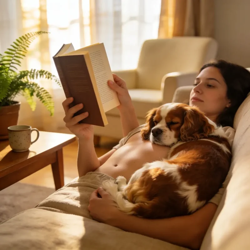 Assistenzhund bei Depression & Angst – Person mit Assistenzhund auf dem Sofa – emotionaler Halt bei Depression