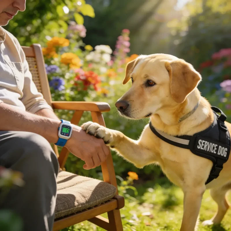 Diabetikerwarnhund im Garten – erkennt Unterzuckerung zuverlässig
